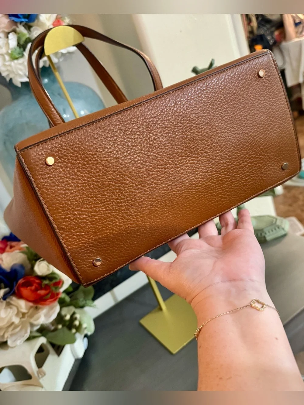 Kate Spade New York Jackson Med Satchel (Gingerbread) pebbled leather